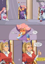 adora awkward blonde_hair blushing clothed clothing comic comic_page desperation female female_only fingerless_gloves fully_clothed futanari glimmer_(she-ra) netossa nsfani pink_hair queen_angella she-ra_and_the_princesses_of_power staring tagme thumbs_up rating:Safe score:75 user:experbow