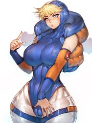 1girls apex_legends big_breasts blonde_hair blue_eyes bodysuit cameltoe clothed clothing curvy eye_contact fat_mons female fully_clothed fumio_(rsqkr) hourglass_figure huge_breasts light-skinned_female light_skin looking_at_viewer nipple_bulge pale_skin plump_camel_toe plump_labia solo standing thick_thighs thighs voluptuous wattson_(apex_legends) white_background wide_hips rating:Questionable score:358 user:Bikuta69