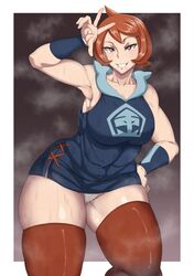 1girls arezu_(pokemon) armpits breasts eye_contact fair_skin female female_focus female_only fundoshi huge_thighs light-skinned_female light_skin looking_at_viewer nintendo oryuto pokemon pokemon_legends:_arceus red_eyes red_hair solo solo_female solo_focus sweat thick_thighs thighhighs thighs voluptuous wide_hips rating:Questionable score:176 user:Bikuta69