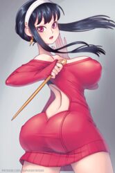 1girls ass assassin big_ass breasts clothed female female_only fully_clothed huge_breasts shounen_jump solo spy_x_family stiletto_(weapon) supersatanson thorn_princess yor_briar rating:Explicit score:100 user:justausername