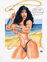 1girls big_breasts black_hair blue_eyes chris_foulkes curvaceous curvy curvy_body curvy_female curvy_figure dc dc_comics diana_prince female female_only hourglass_figure light-skinned_female light_skin solo solo_female speech_bubble tagme thong topless_female voluptuous wonder_woman wonder_woman_(series) rating:Explicit score:38 user:Crcole331