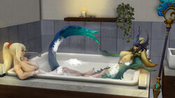 2girls 3d bath bath_tub bathtub bbdworks blonde blonde_hair crossover female hot_tub human interspecies league_of_legends marai mermaid metroid monster_girl nami_(league_of_legends) ponytail relaxing request samus_aran sarah_bryant_(model) sfm soap soap_bubbles soapy staff wet yuri rating:Explicit score:26 user:Lungdrakkar