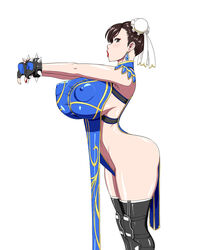 alternate_breast_size alternate_costume ass bracelet breasts bun_cover capcom china_dress chinese_clothes chun-li covered_erect_nipples double_bun dress earrings female female_only huge_breasts jewelry lipstick makeup ml official_alternate_costume outstretched_arms pelvic_curtain puffy_areolae puffy_nipples shiny shiny_skin sideboob sideless_outfit solo solo_female spiked_bracelet spikes street_fighter taut_clothes thighhighs tight_clothing top_heavy rating:Questionable score:153 user:Zampakuto