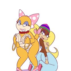 2girls anthro ass bow bracelet breasts claws color donkey_kong_(series) eyelashes eyeshadow female female_only furry high_heels interspecies kong koopa koopalings lipstick looking_at_viewer mario_(series) multiple_girls necklace nintendo nipples pearl_necklace polka_dots pussy straight_hair tail thegalen tiny_kong wendy_o._koopa rating:Explicit score:30 user:bot