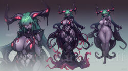  adoptable black_hair dark_hair green_hair horn horns horns_girl kolga_art kolgaart lovecraftian mge monster_girl red_eyes slime slime_girl slime_monster tattoo tattoos white_body white_skin  rating:explicit score: user:bot