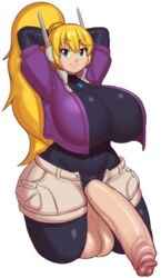 1futa arms_behind_head arms_up balls blonde_hair blue_eyes bodysuit breasts clothed clothing erection futa_only futanari grey_impact huge_balls huge_breasts huge_cock human jazz_(oc) light-skinned_futanari light_skin long_hair looking_at_viewer mostly_clothed open_clothes original_character pale_skin penis penis_out ponytail robot_girl skin_tight_suit smiling solo standing testicles thick_thighs thunder_thighs wide_hips rating:Explicit score:217 user:Enforcer2142