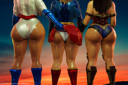 3d 3d_(artwork) 3girls armband ass ass_cleavage ass_to_ass asses_row back_view backside big_ass big_butt black_hair blonde_hair bubble_ass bubble_butt butt_crack cursedmadara curvy dat_ass dc dc_comics fantasy fat_ass fat_butt female female_only females females_only from_behind gauntlets hat huge_ass large_ass large_butt leotard olive_skin outdoors panties power_girl realistic rear_view sci-fi science_fiction scifi short_hair skirt_lift standing sunset supergirl superman_(series) thick_ass thick_thighs top_hat upskirt wide_hips wonder_woman wonder_woman_(series) rating:Questionable score:310 user:TnAPlay