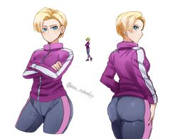 aka_nobodyy android_18 ass dragon_ball dragon_ball_super jacket mature mature_female milf track_jacket track_pants track_suit rating:Questionable score:46 user:Velper