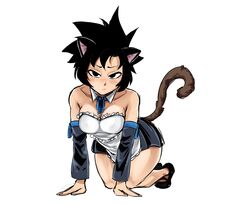 aka_nobodyy cat_ears color dragon_ball female maid_outfit original_character saiyan saiyan_tail zukki_(aka_nobodyy) rating:Questionable score:28 user:Velper