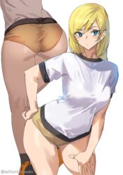 ashiomi_masato ass blonde_hair blue_eyes blush buruma guilty_gear gym_uniform hand_on_hip looking_at_viewer millia_rage multiple_poses socks solo standing tagme thighs rating:Questionable score:154 user:AbsoluteTerritory