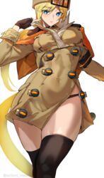 ashiomi_masato black_panties blonde_hair blue_eyes coat gloves guilty_gear hat long_hair looking_at_viewer millia_rage open_coat panties panty_peek pantyshot side_slit skindentation solo standing tagme thick_thighs thighhighs thighs very_long_hair wide_hips rating:Questionable score:115 user:AbsoluteTerritory