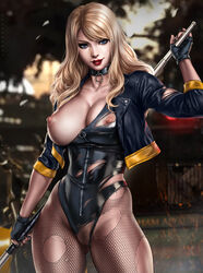 black_canary black_nail_polish black_nails blonde_hair breasts breasts_out busty collar corset curvy dandon_fuga dc dc_comics dinah_lance fishnet fishnet_legwear fishnets green_arrow_(series) hi_res highres hourglass_figure jacket large_breasts lipstick long_hair looking_at_viewer nail_polish nipples pantyhose patreon_reward pose posing pubic_hair sensual thick thick_ass thick_thighs torn_clothing rating:Explicit score:131 user:Baleon