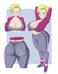 android_18 ass big_ass big_breasts blue_eyes blue_eyes_female curvaceous dragon_ball dragon_ball_super dragon_ball_super_super_hero jacket milf open_clothes open_jacket panarandom pawg plump sports_bra sportswear tagme toei_animation track_jacket track_pants track_suit rating:Explicit score:171 user:Potatoman25