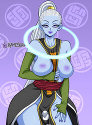 1girls absurd_res angel_(dragon_ball) areolae artist_name bare_shoulders black_dress blue_skin breasts clothes_pull colored_skin detached_sleeves dragon_ball dragon_ball_super dress dress_lift dress_pull exposed_breasts eyebrows female green_sleeves hi_res kamekuzu kameseru large_breasts lifted_by_self lips lipstick long_hair looking_at_viewer makeup nail_polish nipples no_bra nose ponytail presenting presenting_breasts presenting_self purple_areolae purple_background purple_eyes purple_lips purple_lipstick purple_nails purple_nipples slender_waist solo standing thick_thighs thighs tied_hair universe_6 universe_6/universe_7 vados white_hair rating:Explicit score:152 user:WatchTheLanguage