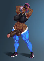 1futa abs balls big_balls big_breasts big_penis breasts clothed clothing dark-skinned_futanari dark_skin erection futa_focus futa_only futanari huge_cock human large_breasts mostly_nude multicolored_hair muscular muscular_futanari muscular_thighs penis penis_out saxwakuy solo solo_futa standing veiny_penis rating:Explicit score:136 user:Saxwakuy