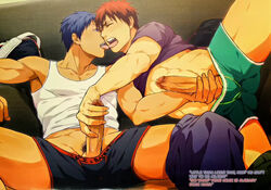 2boys abs aomine_daiki big_penis blue_hair blush boxers daiki_aomine dialogue english_text french_kiss gay half-dressed half_naked handjob kagami_taiga kuroko's_basketball kuroko_no_basuke male male/male male_only masturbation muscular muscular_male mutual_masturbation penis penis_grab penis_out precum precum_drip precum_string red_hair tagme taiga_kagami toned toned_male tongue tongue_kiss tongue_out underwear underwear_down yaoi zawar379 rating:Explicit score:66 user:yaoi-lover