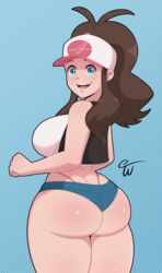 1girls absurd_res ass ass_cleavage big_ass big_breasts blue_eyes breasts brown_hair butt_crack curvy_female eye_contact female female_only game_freak hat high_resolution hilda_(pokemon) huge_ass long_hair looking_at_viewer minishorts nintendo pokemon pokemon_bw shorts sideboob solo thick_thighs thighs thong truewaifu whale_tail wide_hips rating:Questionable score:101 user:Mukkypokky