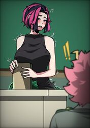 !! 1boy 1boy1girl 2girls ashido_mina behind_desk big_breasts blush breasts classroom clothed_sex green_bean green_hair huge_breasts izuku_midoriya kaina_tsutsumi lady_nagant looking_at_another mature_female midoriya_izuku mina_ashido my_hero_academia older_female oral pink_hair public teacher teacher_and_student teenager two_tone_hair under_the_table younger_male rating:Explicit score:93 user:Kazuma_539