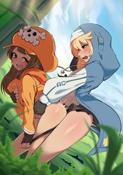 2girls androgyne_symbol androgynous bent_over blonde_hair blue_eyes blush bridget brown_eyes brown_hair chromodomo female/female fingerless_gloves girly gloves guilty_gear guilty_gear_strive hoodie lesbian long_hair may_(guilty_gear) open_mouth otoko_no_ko outdoor_sex outdoors penetration saliva sex sex_from_behind shorts shorts_pull skirt skirt_lift standing standing_sex teenager teenager_on_teenager yuri rating:Explicit score:581 user:Tatsupawg