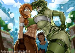 1boy2girls 2020s 2024 2d 2d_(artwork) 2girls1boy :) :d abs alex_(minecraft) angry annoyed bandage bandages big_breasts booty_shorts breast_envy breast_frottage breast_size_comparison breast_size_difference breasts breasts_bigger_than_head breasts_pressed_against_partner brown_pants clothed clothed_female clothing creeper creeper_(minecraft) crop_top earrings female female_focus ginger ginger_hair green_body green_eyes green_hair green_skin hi_res highres hips huge_breasts large_breasts large_thighs light-skinned_female light_skin male microsoft midriff minecraft muscular muscular_female navel orange_hair pants size_difference skindentation smug smug_face smug_grin steve_(minecraft) sweat sweatdrop sweating sweaty sweaty_breasts teeth thick_thighs thighs toned toned_female toned_stomach underboob wide_hips zzzhodazzz rating:Explicit score:355 user:WinnebagoMusket