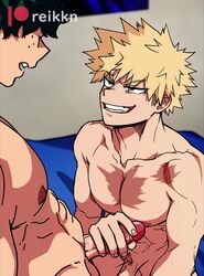  2boys animated blonde_hair boku_no_hero_academia deku gay green_hair handjob izuku_midoriya katsuki_bakugou multiple_boys multiple_males my_hero_academia no_sound reikkn tagme video yaoi  rating:explicit score: user:reikkn