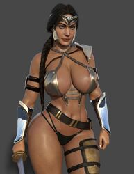 1girls 3d absurd_res athletic athletic_female big_breasts bikini_armor blue_eyes breasts brown_hair cleavage dark-skinned_female dark_skin dc dc_comics diana_prince female female_only gauntlets grey_eyes hi_res injustice_2 large_breasts midriff olive_skin panties rude_frog solo sword thighs wide_hips wonder_woman wonder_woman_(injustice) wonder_woman_(series) rating:Questionable score:262 user:WatchTheLanguage