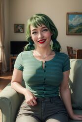  ai_generated caroline_(stardew_valley) green_hair jsmithaguy lipstick stardew_valley twintails  rating:explicit score: user:jsmithaguy