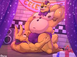 2023 anthro anthro_on_anthro anthro_on_bottom anthro_on_top armpit_hair banner barazoku barefoot bear belly biceps big_belly big_bulge big_muscles body_hair bow_tie bulge churrosolixoso claws clothed clothing curtains detailed_bulge duo english_text eyebrows feet five_nights_at_freddy's five_nights_at_freddy's_3 fur golden_freddy_(fnaf) hand_behind_head hat headgear headwear hi_res inside kneeling lagomorph leporid male male/male male_on_bottom male_on_top male_only mammal musclegut muscular muscular_anthro muscular_male navel nipples on_bottom on_top open_mouth open_smile overweight overweight_anthro overweight_male pecs rabbit scottgames signature size_difference smile spring_bonnie spring_bonnie_(fnaf) springtrap springtrap_(fnaf) stage text thick_thighs thong thong_only top_hat topless topless_anthro topless_male tuft underwear underwear_only rating:Explicit score:59 user:bot