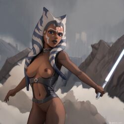  ahsoka_tano ai_generated blue_eyes breasts clone_wars female medium_breasts navel nipples pussy skoll_nsfw solo star_wars uncensored  rating:explicit score: user:skoll_nsfw