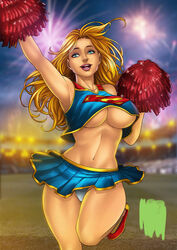 armpit armpits big_breasts blonde_hair blue_eyes breasts cheerleader cheerleader_uniform dc dc_comics kara_zor-el panties supergirl superman_(series) thick_thighs underwear upskirt wide_hips rating:Explicit score:33 user:Maddydragoon