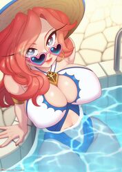 1girls big_breasts blue-tinted_eyewear blue_eyes blue_swimsuit boob_window breast_cutout cleavage earrings eyewear glasses gold_earrings hat heart-shaped_eyewear heart_glasses heart_sunglasses league_of_legends lipstick looking_at_viewer looking_over_eyewear looking_over_glasses looking_over_sunglasses miss_fortune one-piece_swimsuit patreon patreon_username pink_sunglasses pool pool_party_miss_fortune pool_party_series red_hair redhead strongbana sun_hat sunglasses swimsuit tinted_eyewear water watermark wearing_glasses wet rating:Questionable score:235 user:SexyAkaliii69