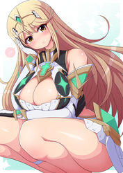 1girls ass bangs bare_shoulders big_breasts blonde_hair blush blush_lines blushing_at_viewer breasts busty chest_jewel cleavage curvy female female_focus female_only gloves jewel large_breasts light-skinned_female light_skin long_gloves long_hair mythra ponpo ponponmaru skirt solo solo_female squatting super_smash_bros. sweatdrop swept_bangs tagme thick_thighs thighs tiara voluptuous xenoblade_(series) xenoblade_chronicles_2 yellow_eyes rating:Questionable score:76 user:InstantNoodulz