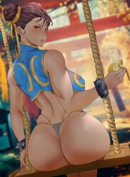 1girls 2022 araneesama artist_signature ass ass_focus ass_shot back back_view banana breasts brown_eyes brown_hair bubble_butt capcom chun-li cutesexyrobutts_(style) female female_only food hi_res holding_object huge_ass huge_breasts looking_at_viewer looking_back looking_over_shoulder panties short_hair sideboob street_fighter street_fighter_alpha twin_buns rating:Questionable score:350 user:ZetaReborn