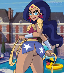 1girls amazon ass big_ass blue_eyes dark-skinned_female dark_blue_hair dc_comics dc_super_hero_girls diana_prince evil_raccoon female female_only mapashonsfw panties rear_view star_earrings upskirt wonder_woman wonder_woman_(series) rating:Questionable score:50 user:Tronitrus