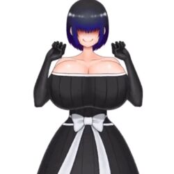 1girls akiranime animated big_breasts black_dress black_hair bouncing_breasts cleavage clothed clothing covered_eyes gloves goth huge_breasts massive_breasts purple_hair solo tagme voluptuous white_background white_bow rating:Explicit score:131 user:RatmanJones1