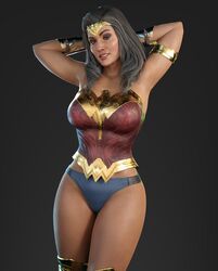 3d 3d_(artwork) arms_behind_head arms_up big_breasts blender_(software) breasts dc dc_comics injustice_2 large_breasts legs_up looking_down olive_skin panties pinup pose smitty34 tagme text thick_thighs wonder_woman wonder_woman_(series) rating:Explicit score:101 user:smitty34