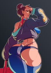 1girls absurd_res alternate_costume ass ass_cleavage breasts butt_crack chun-li clothed cropped_hoodie double_bun earrings female from_behind hi_res highleg highleg_panties lowleg lowleg_pants off_shoulder single_pantsleg single_thighhigh skindentation solo standing street_fighter sunglasses svenners thick_thighs tinted_eyewear yellow-tinted_eyewear rating:Questionable score:134 user:WatchTheLanguage