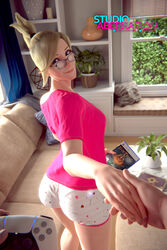 1girls 3d blizzard_entertainment blonde_hair crossover elden_ring eyewear female female_only fromsoftware gamer_girl glasses holding_hands imminent_gaming mercy overwatch playstation playstation_5 playstation_controller pov short_shorts shorts studioaberration wholesome rating:Questionable score:91 user:deleted6786