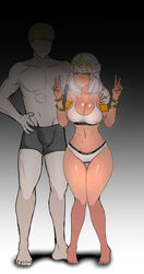 1boy 1girls big_breasts blonde_hair blush boxers breasts censored clothed clothing curvy dark-skinned_female dark_skin english_text ezreal female hi_res hourglass_figure laughter_(artist) league_of_legends looking_at_viewer male medium_hair nipples panties peace_sign qiyana_yunalai revealing_clothes riot_games see-through_clothing short_hair smaller_female smile text transparent_clothing white_hair wide_hips yellow_eyes rating:Explicit score:365 user:Sunset_Love