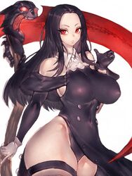 1girls big_breasts black_hair breasts eye_contact female female_focus female_only fumio_(rsqkr) genderswap genderswap_(mtf) guilty_gear huge_breasts long_hair looking_at_viewer nipple_bulge red_eyes rule_63 solo standing testament_(guilty_gear) thick_thighs voluptuous wide_hips rating:Questionable score:237 user:Mukkypokky