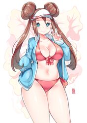 1girls 2022 bikini blue_eyes blush breasts brown_hair female female_only hi_res hips jacket kenron_toqueen large_breasts long_hair looking_at_viewer nintendo octoosr peace_sign pink_bikini pokemon pokemon_bw2 rosa_(pokemon) slim_waist smile thick_thighs thighs twin_buns twintails wide_hips rating:Safe score:104 user:ZetaReborn