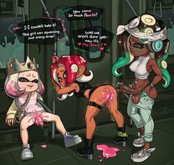 1girls 2futas after_rape after_sex agent_8_(splatoon) alternate_costume anal_rape aqua_hair ass balls bandana beauty_mark bent_over black_hair blush boots bottomless breasts censored cleavage colored_cum crop_top crown cum cum_in_ass cum_inside cum_on_ass cum_pool dark-skinned_futanari dark_skin domino_mask english forced forced_sex full_body futa_with_female futanari gem green_penis hard-degenerate headphones high_heel_boots high_heels inkling intersex jewelry long_sleeves marina_(splatoon) mask mole mole_under_mouth mosaic_censoring multicolored_hair multiple_girls navel navel_piercing necklace nintendo octoling pants pants_pull pearl_(splatoon) penis piercing pink_cum rape rape_face raped red_hair ring rough_sex scared scared_expression sex shaking shirt speech_bubble splatoon splatoon_2 standing sweatdrop tentacle_hair text thumb_ring two_tone_hair uncut white_hair rating:Explicit score:486 user:Hella_stabe