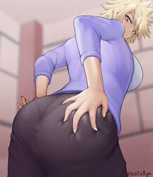 1girls artist_name ass ass_focus ass_grab ass_in_dress big_ass big_butt blazer blonde_hair blush bottom_heavy breasts cardigan dat_ass fat_ass female female_only from_behind fully_clothed grabbing_own_ass hand_on_hip highres huge_ass huge_butt kentaryu long_hair long_sleeves looking_at_own_butt looking_at_viewer looking_back mature mature_female mature_woman milf mitsuki_bakugou my_hero_academia panties panties_visible_through_clothing pantylines rear_view red_eyes round_ass shirt short_hair sideboob skirt slq solo solo_focus tight_clothing tight_skirt underwear voluptuous rating:Questionable score:499 user:Inthedark