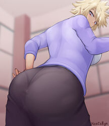 artist_name ass ass_focus ass_in_dress big_ass big_breasts big_butt blazer blonde_hair blush bottom_heavy breasts cardigan clothed_female dat_ass fat_ass female female_focus female_only from_behind fully_clothed hand_on_hip highres huge_ass huge_butt kentaryu long_sleeves looking_at_own_butt looking_at_viewer looking_back mature mature_female mature_woman milf mitsuki_bakugou my_hero_academia panties panties_visible_through_clothing pantylines rear_view red_eyes round_ass shirt short_hair sideboob skirt solo solo_female solo_focus tight_clothing underwear voluptuous rating:Questionable score:264 user:Inthedark