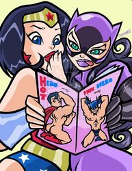 2girls anya_uribe assesina batman batman_(series) catsmeow catwoman dc dc_comics female female_focus horny horny_female justice_league licking_own_lips magazine male multiple_girls superman superman_(series) wonder_woman wonder_woman_(series) rating:Explicit score:8 user:bot