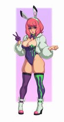 1girls big_breasts boots bowtie bunny_ears cleavage coat female female_only gloves klara_(pokemon) large_breasts leotard lipstick looking_at_viewer mole mole_under_mouth nintendo peace_sign pink_hair pokemon pokemon_ss pokemon_ss_isle_of_armor rizdraws solo solo_female thick thick_thighs thighhighs thighs voluptuous rating:Questionable score:385 user:dedc23