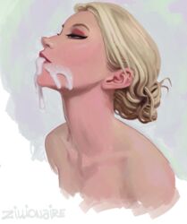 1girls blonde_hair cum cum_in_mouth cum_on_face cumdrip disney elsa_(frozen) eyeshadow facial frozen_(film) highres makeup solo zillionaire rating:Explicit score:689 user:bot