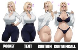 1girls 2022 anger_vein angry ass black_bra black_panties blonde_hair bra breasts brown_eyes clothed clothed_female clothes_removed curtain_call_challenge dat_ass echosaber female female_only forehead_jewel forehead_mark hi_res hips huge_breasts long_hair meme naruto naruto_(series) naruto_shippuden panties pants_removed slim_waist solo thick_thighs thighs tsunade undressed undressing white_shirt wide_hips rating:Questionable score:772 user:ZetaReborn