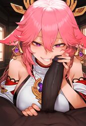  ai_generated dark-skinned_male fellatio genshin_impact kaikoi tagme yae_miko  rating:explicit score: user:ent1tyy