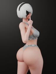 1girls 3d ass blindfold cpt-flapjack female female_only high_resolution large_ass looking_at_viewer looking_back nier:_automata solo thighs very_high_resolution yorha_2b rating:Explicit score:69 user:MegaPint